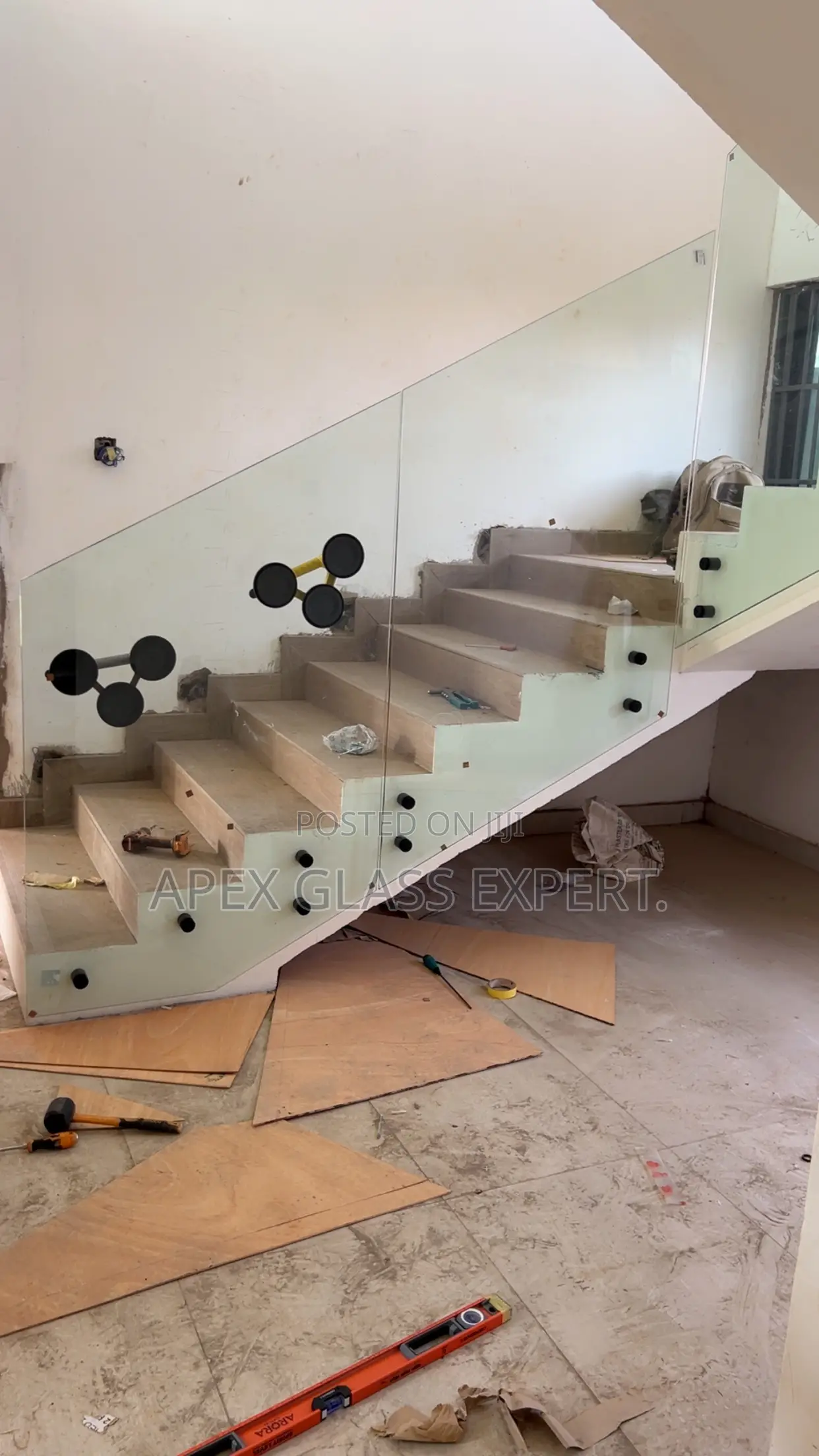 Staircase Glass Balustrade, Using the Side Bolted System.