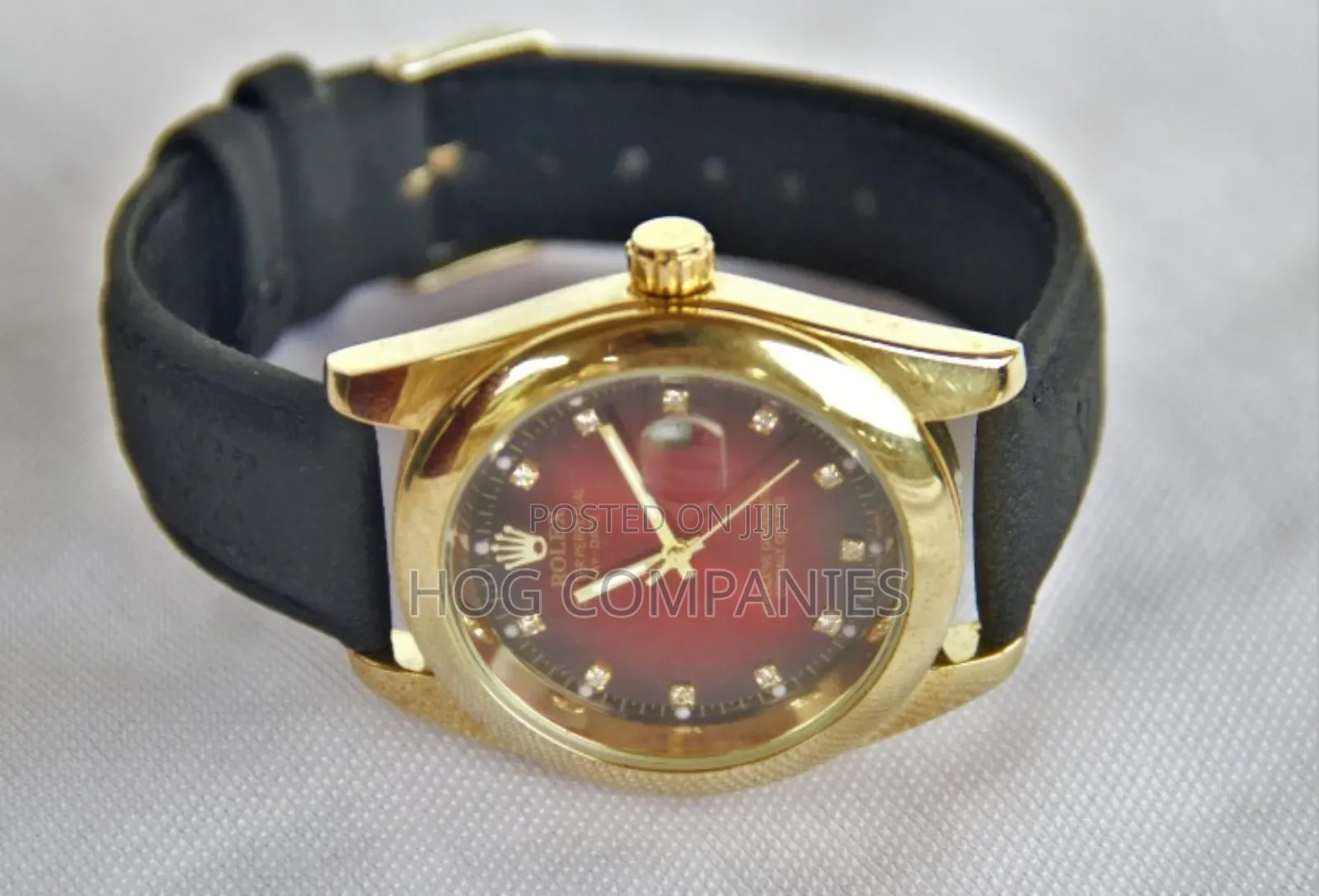 Rolex Oyster Perpetual Day-Date Black Leather Coloured Wrist Watch