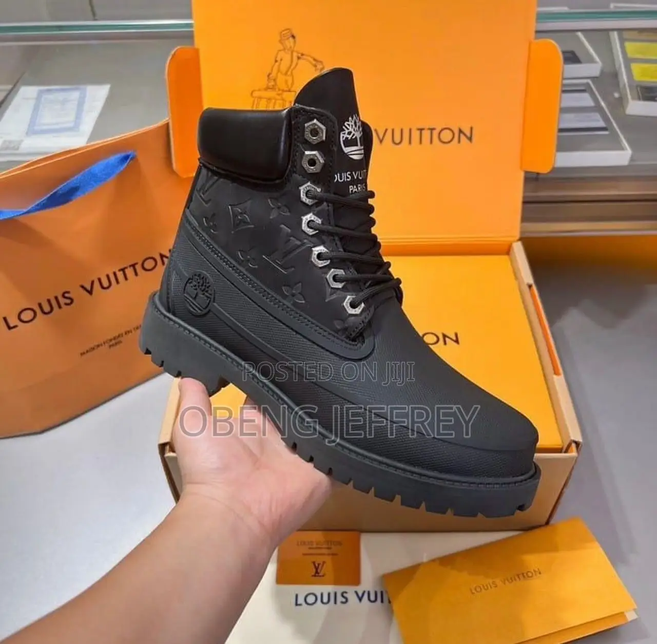 Original Louis Vuitton Timberland Boots Black