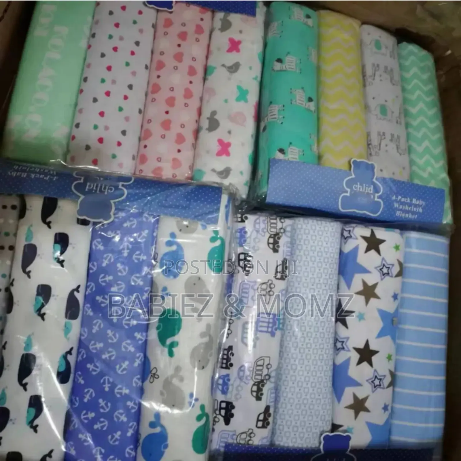 Multi-Pack Baby Swaddle/Receiving Blankets/Cot Sheets (2 Yards)