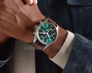 Iwc Pilot's Watch Chronograph Green Dial Coffee Leather Strap