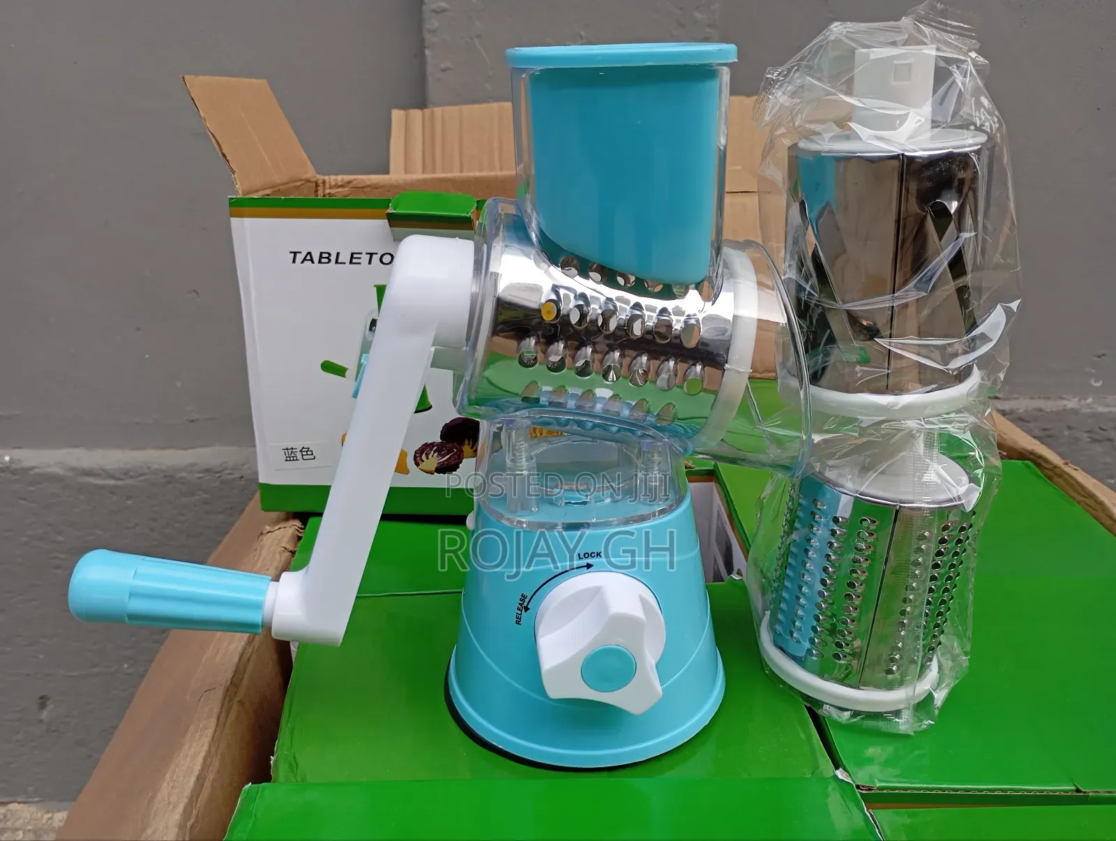 Tabletop Drum Grater (Vegetable Cutter/Slicer/Shredder)- Blue