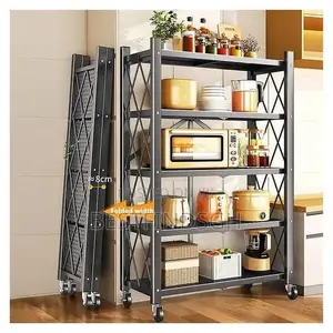 5-Tier Foldable and Movable Kitchen Storage Rack
