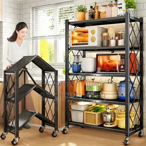 5-Tier Foldable and Movable Kitchen Storage Rack