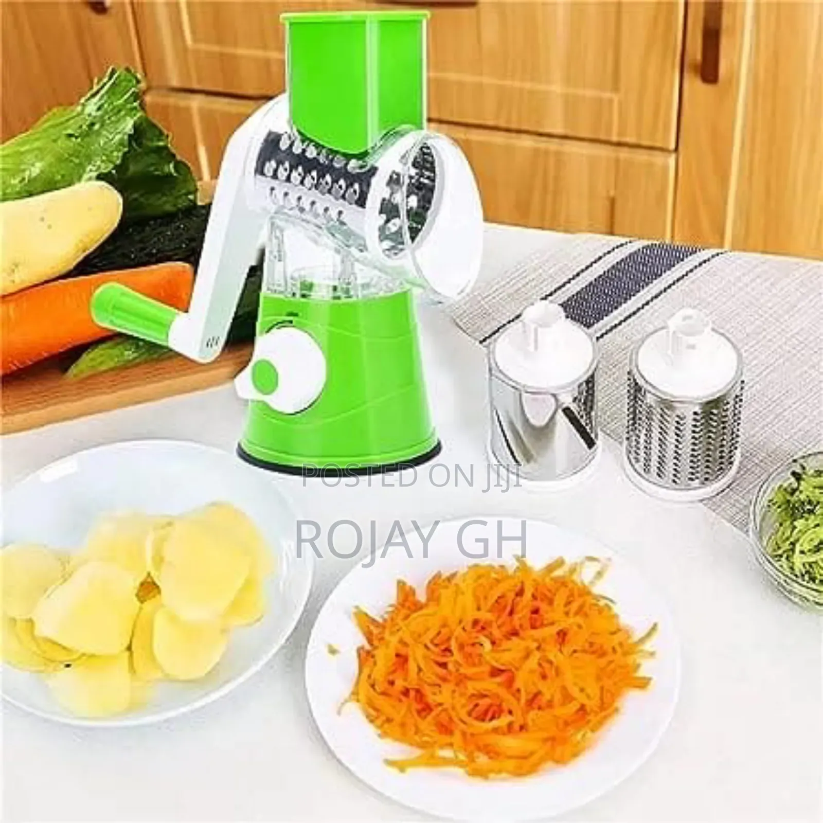 Tabletop Drum Vegetable Grater (Cutter/Slicer/Shredder) - Green