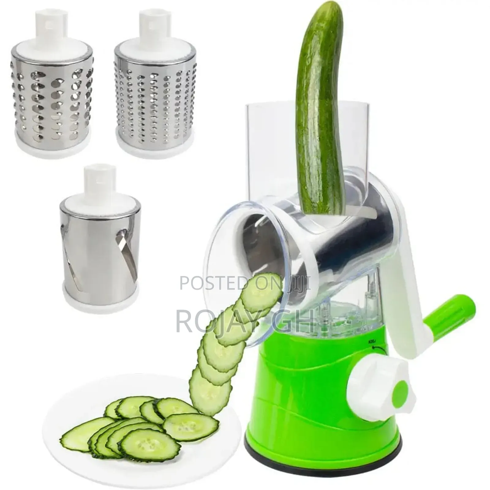Tabletop Drum Vegetable Grater (Cutter/Slicer/Shredder) - Green