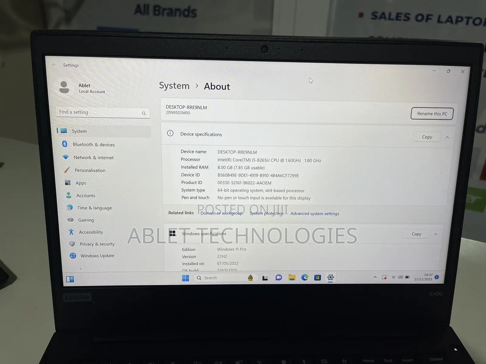 Laptop Lenovo ThinkPad E485 8GB Intel Core i5 SSD 256GB