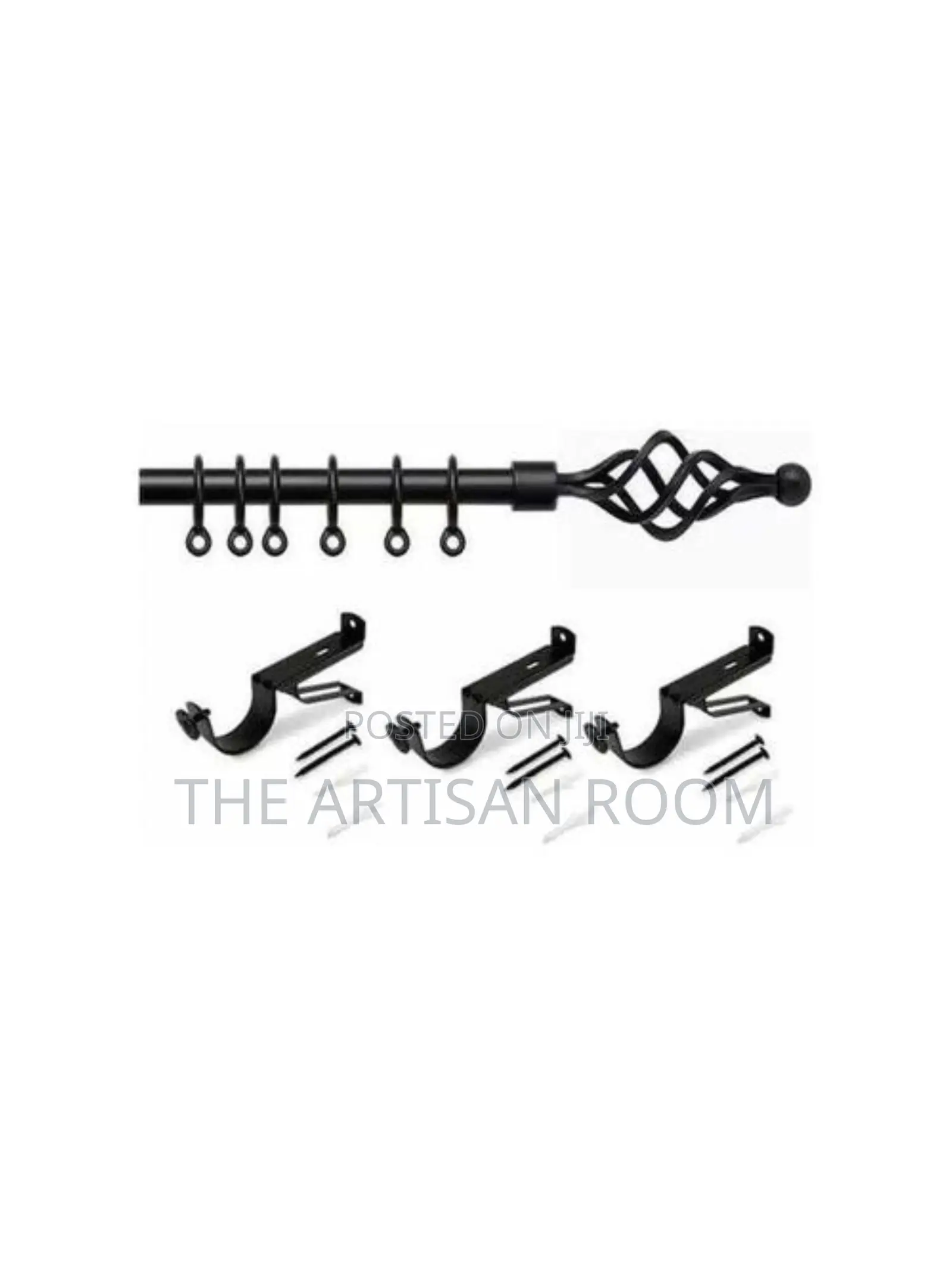 2m Black Curtain Rod
