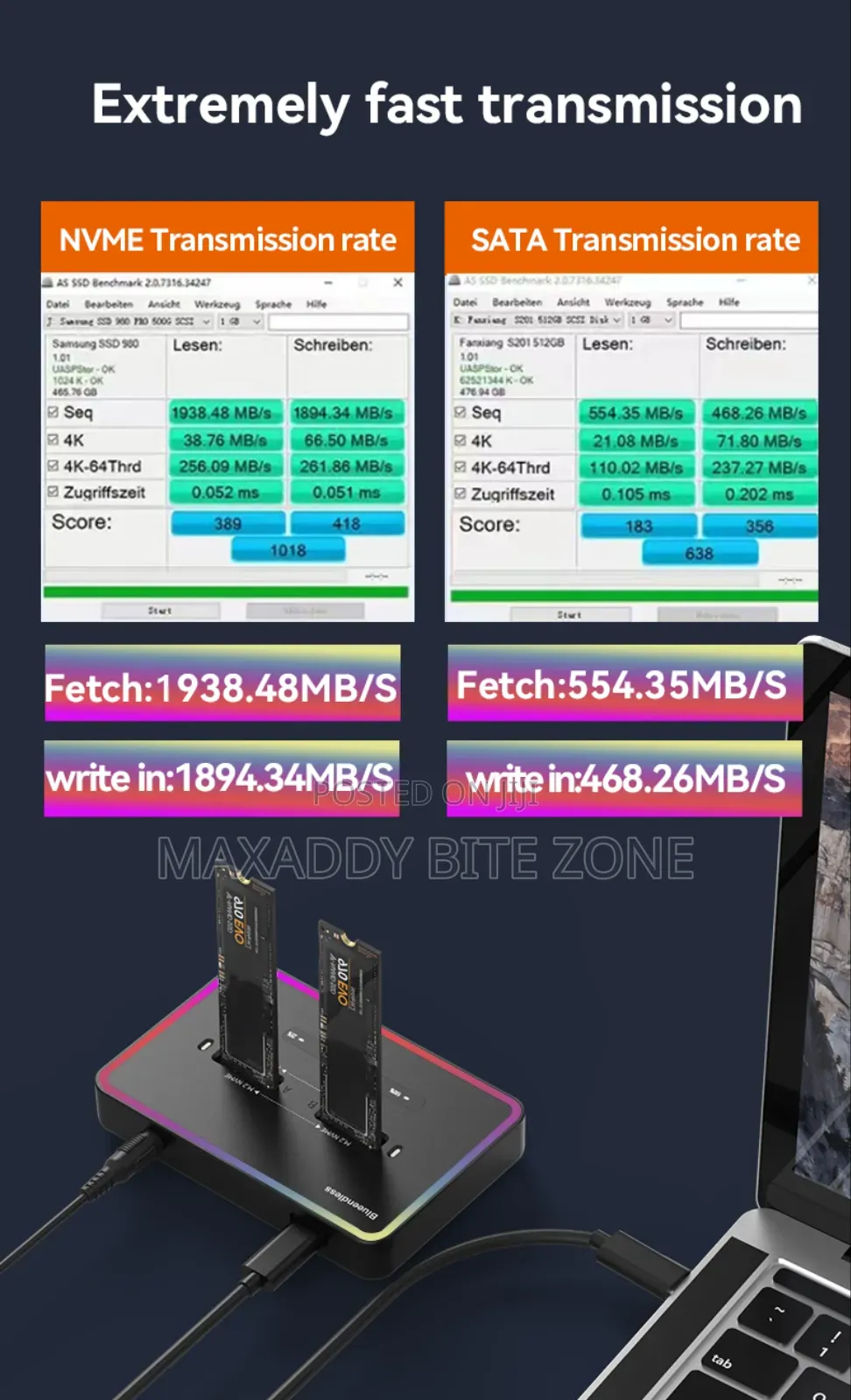 Blueendless Offline Clone Dual Protocol M.2 Ssd Case Ssd