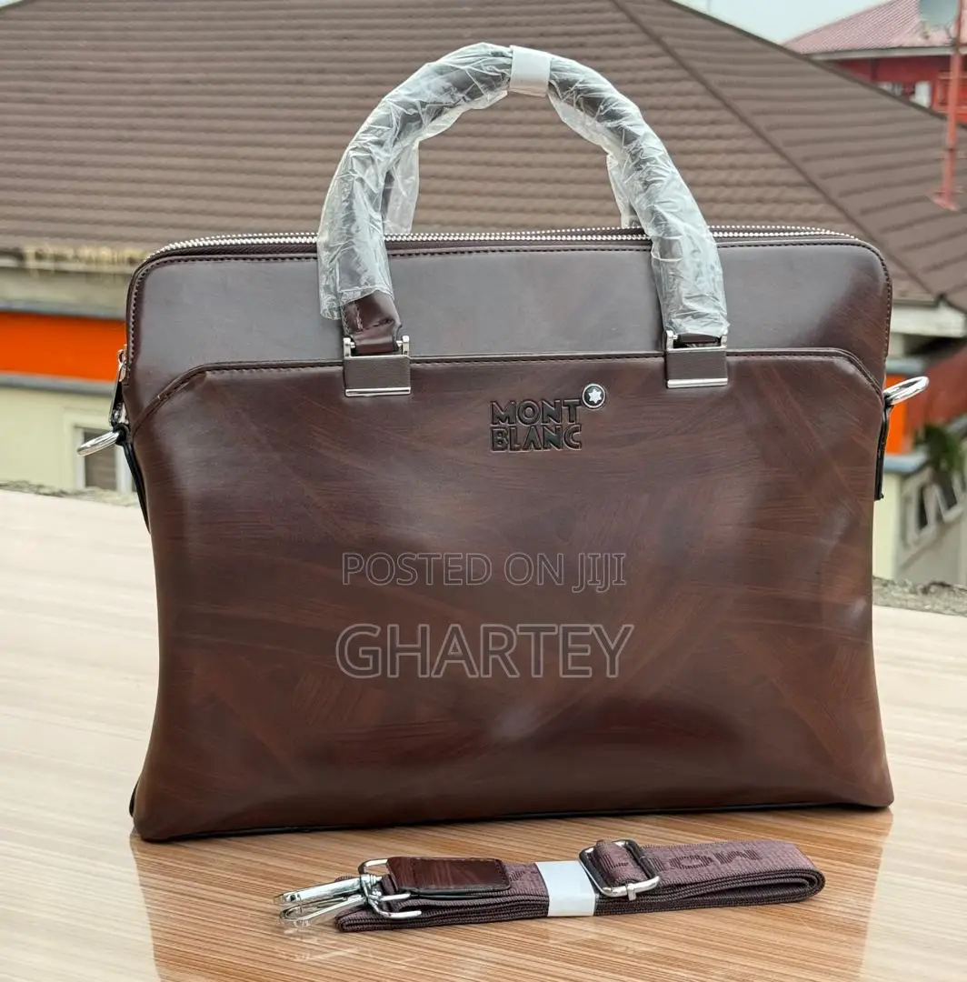 Coffee Men’S Leather Mont Blanc Laptop Briefcase