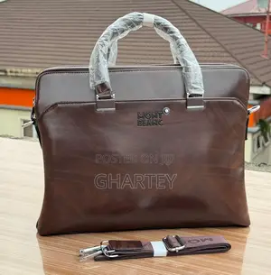 Coffee Men’S Leather Mont Blanc Laptop Briefcase