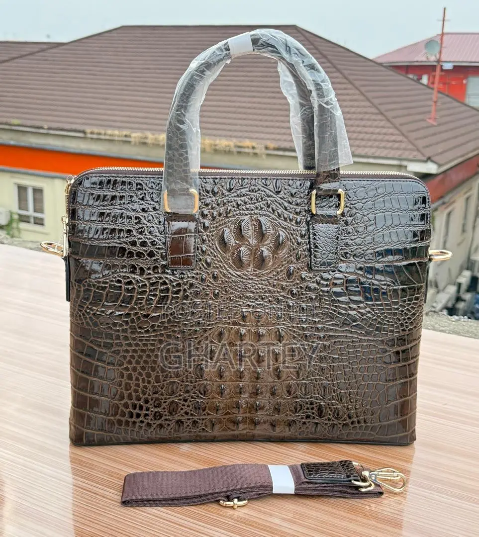 Luxury Croc-Embossed Executive Leather Briefcase for Men