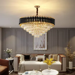 Modern Executive Crystal Chandelier. ( Black and Gold)