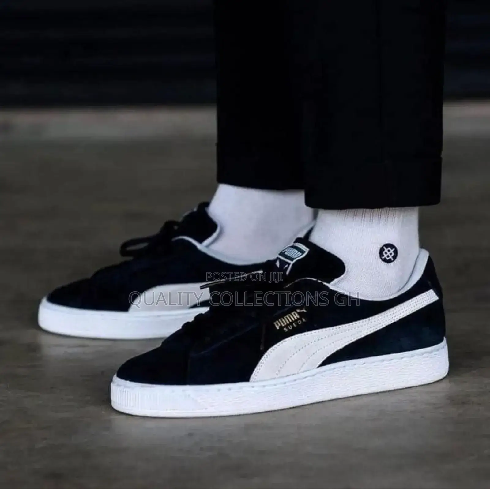 Black and White Puma Suede