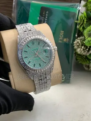 Iced Out Silver Rolex Watch