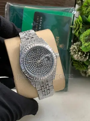 Iced Out Silver Rolex Watch