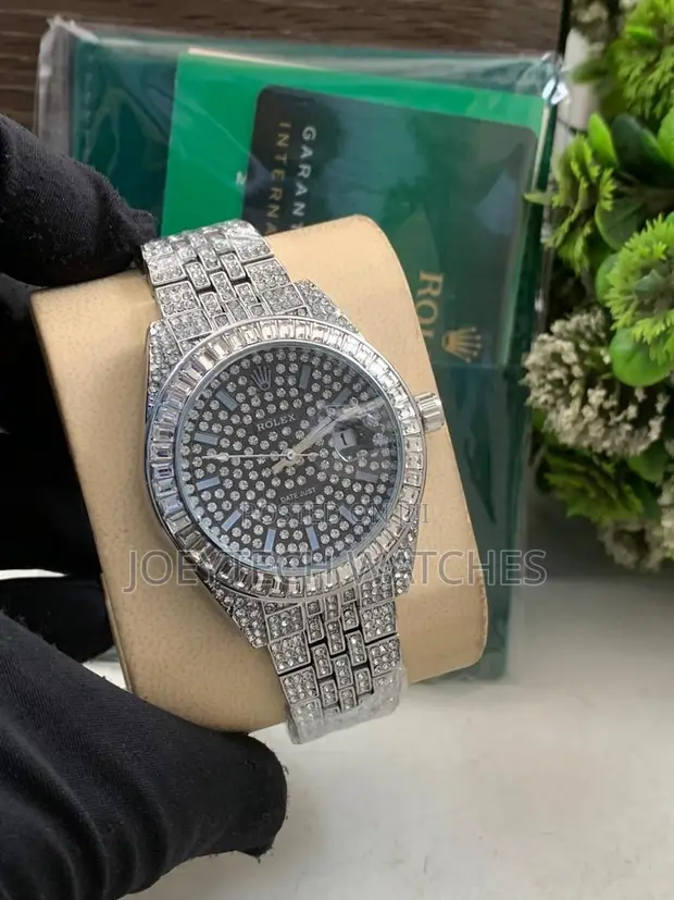 Iced Out Silver Rolex Watch in Accra Metropolitan - Watches