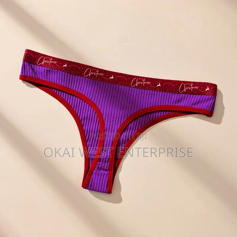 Holiday Ribbed Cotton Thong 3 Pieces