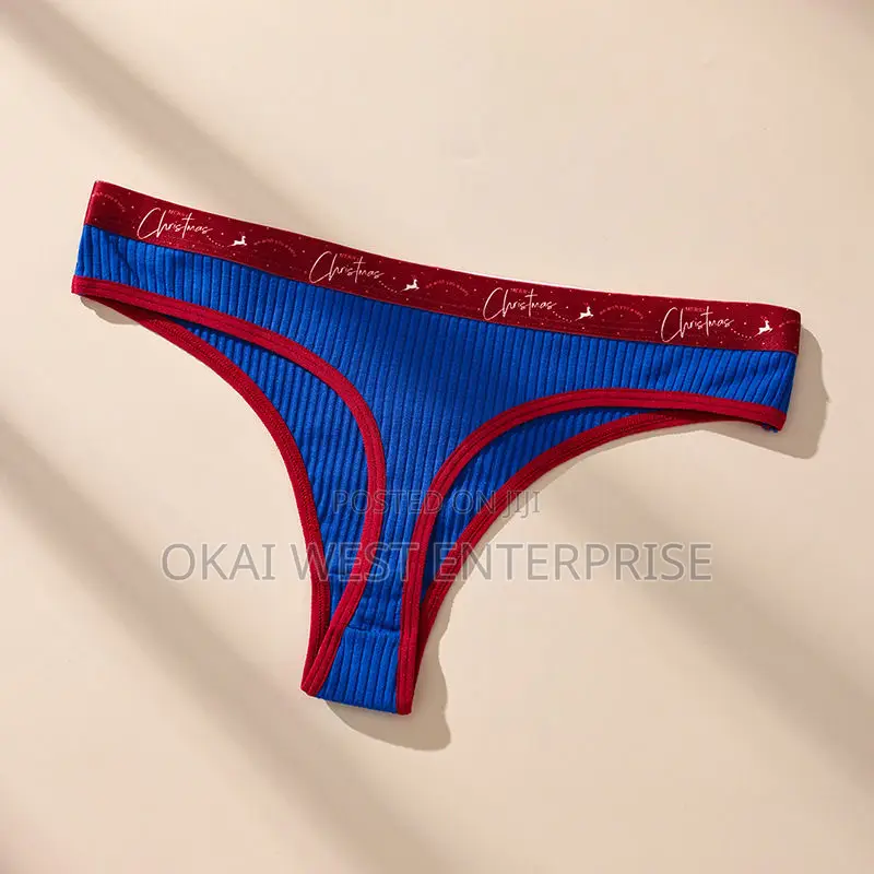 Holiday Ribbed Cotton Thong 3 Pieces