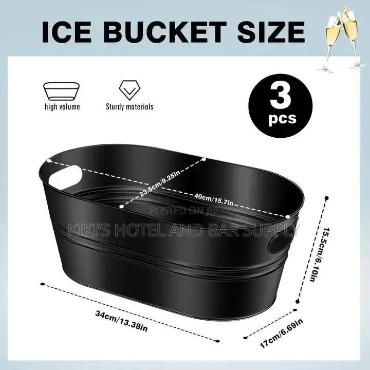 Galvanized Metal Ice Bucket Multifunctional Black/Silver
