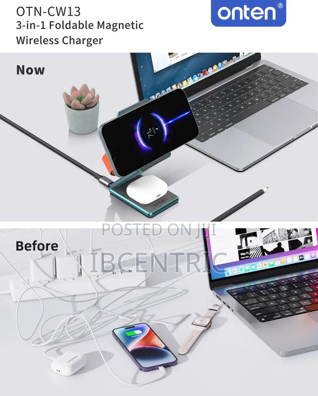 3in1 Foldable Magnetic Wireless Charger