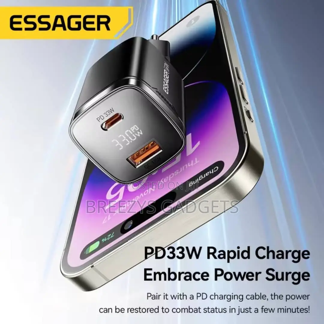 Essager 33w Gan Usb Type C Charger Digital Display Pd Fast Charging