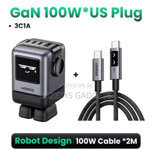 Ugreen Uno 100w Gan Charger Robot Design Qc4.0 3.0 Pps Fast Charger