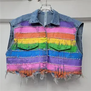 Brand New Palato Rainbow Pearls Jeans Trouser Jacket From Holland