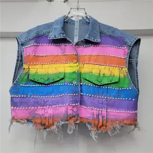 Brand New Palato Rainbow Pearls Jeans Trouser Jacket From Holland