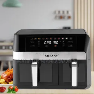 Sokany Double Electric Air Fryer With Touch Screen 2 Baskets, 2800w