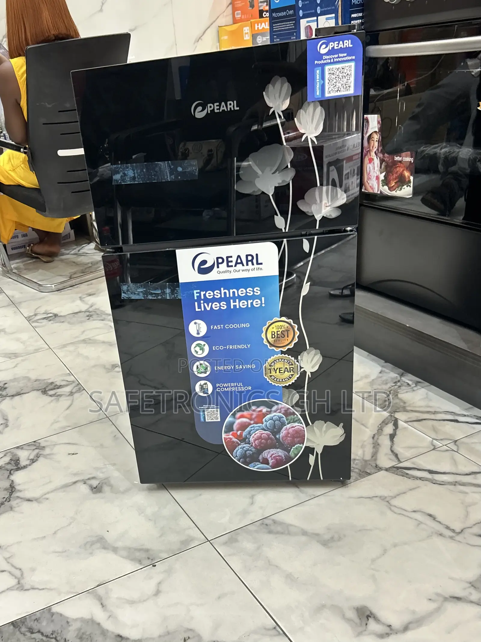 Shop Good Top Mount Black Glass 90l Doubledoor Pearl Fridge