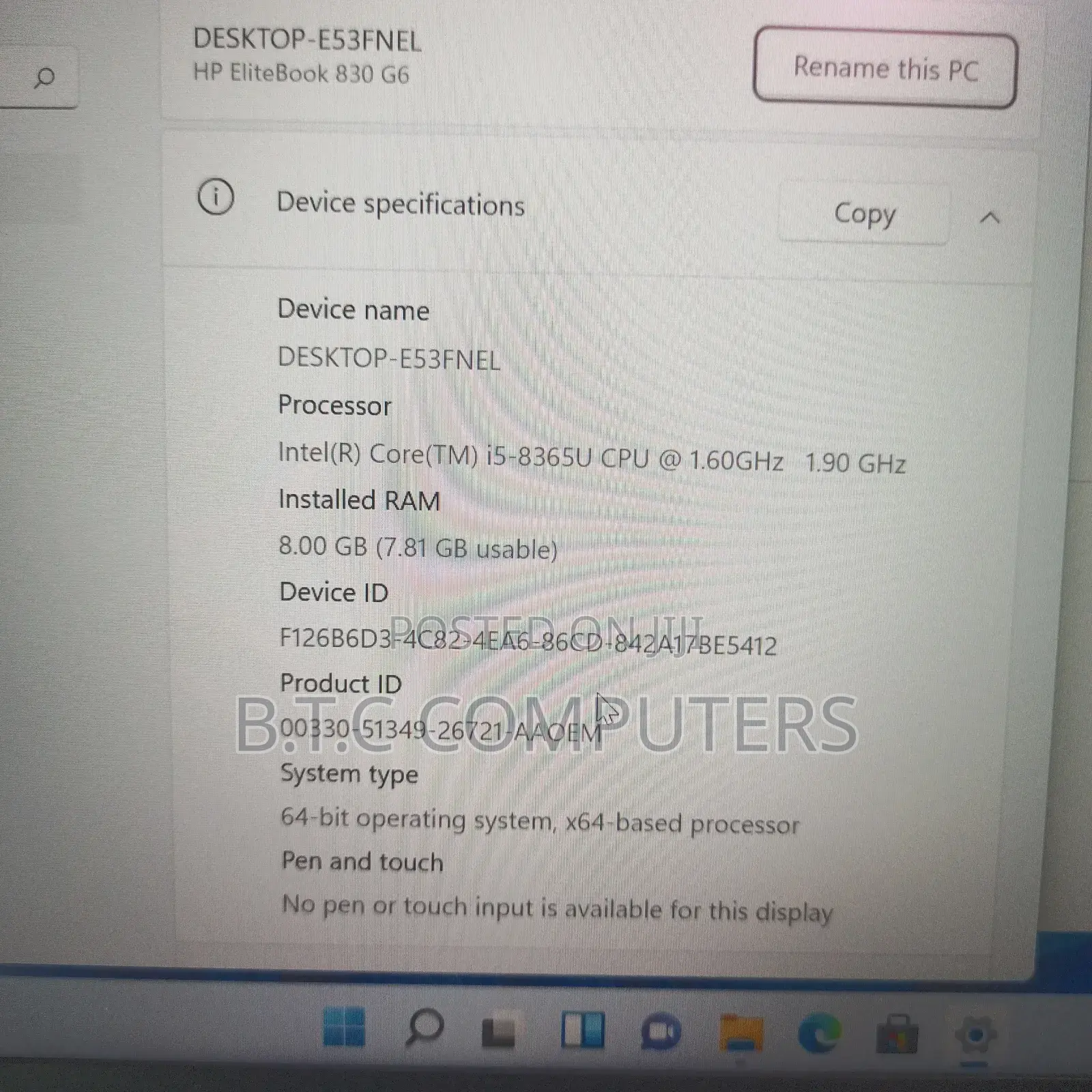 Laptop HP EliteBook 840 G6 8GB Intel Core I5 SSD 256GB