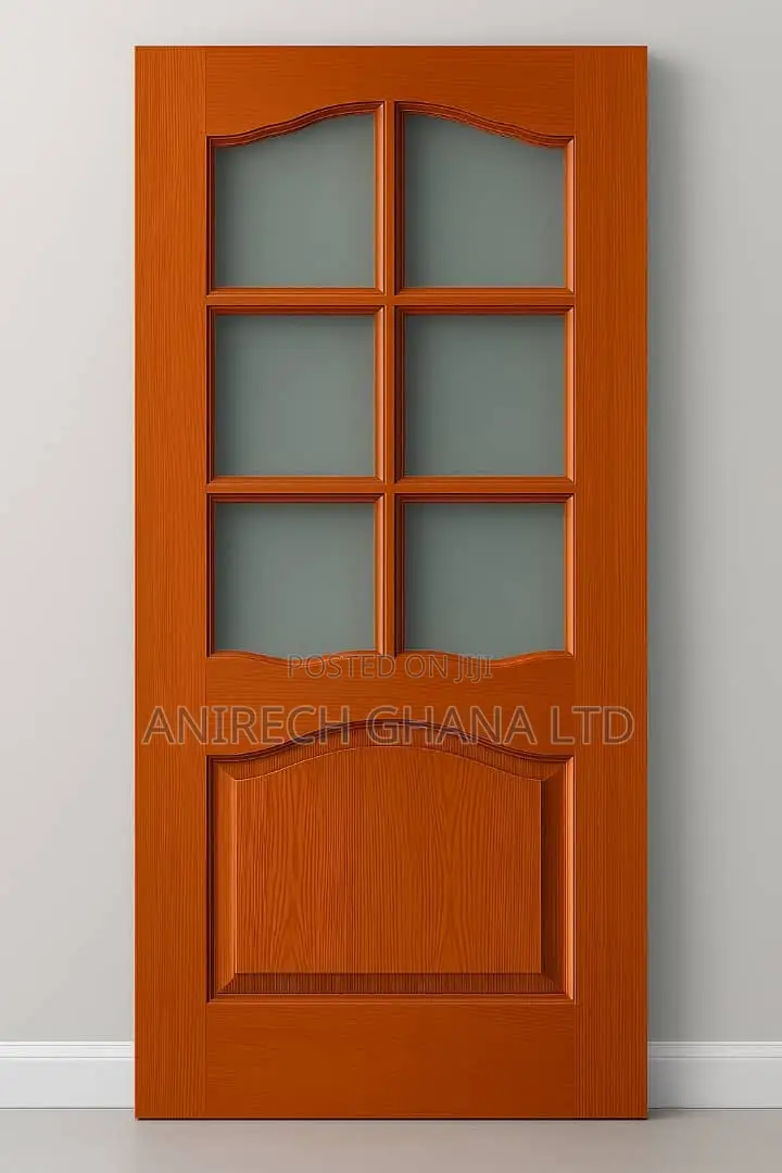 Wooden Door With 6 Panels Glazed Glass