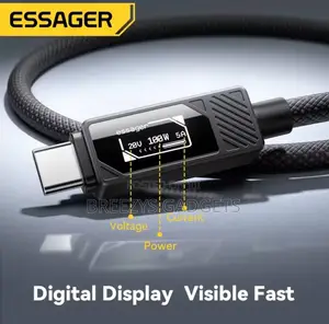 Essager 100w Type C To C Cable With Digital Display Pd Fast Charging