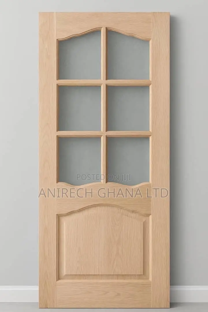 Wooden Door With 6 Panels Glazed Glass