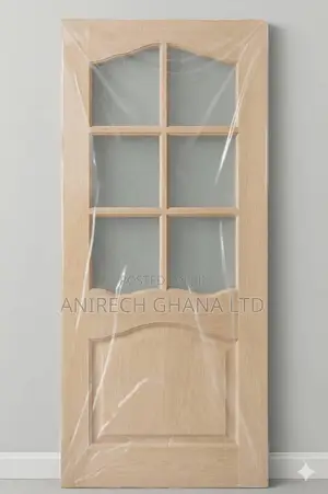 Wooden Door With 6 Panels Glazed Glass