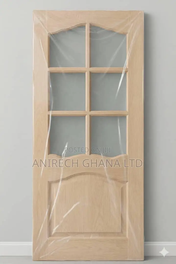 Wooden Door With 6 Panels Glazed Glass