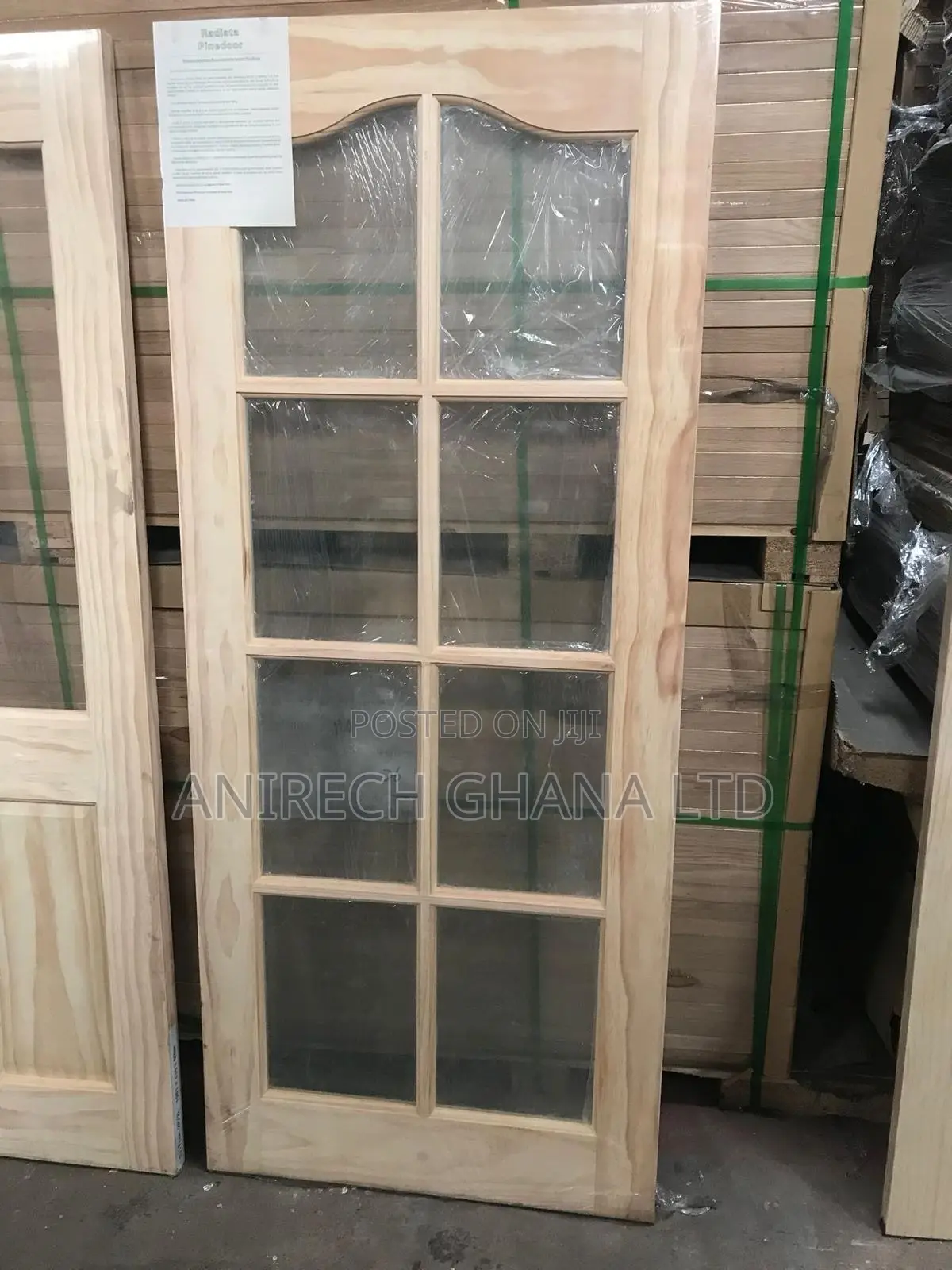 Wooden Door With 6 Panels Glazed Glass