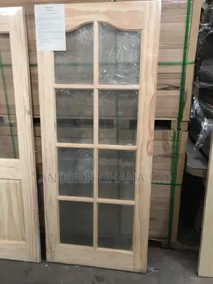 Wooden Door With 6 Panels Glazed Glass