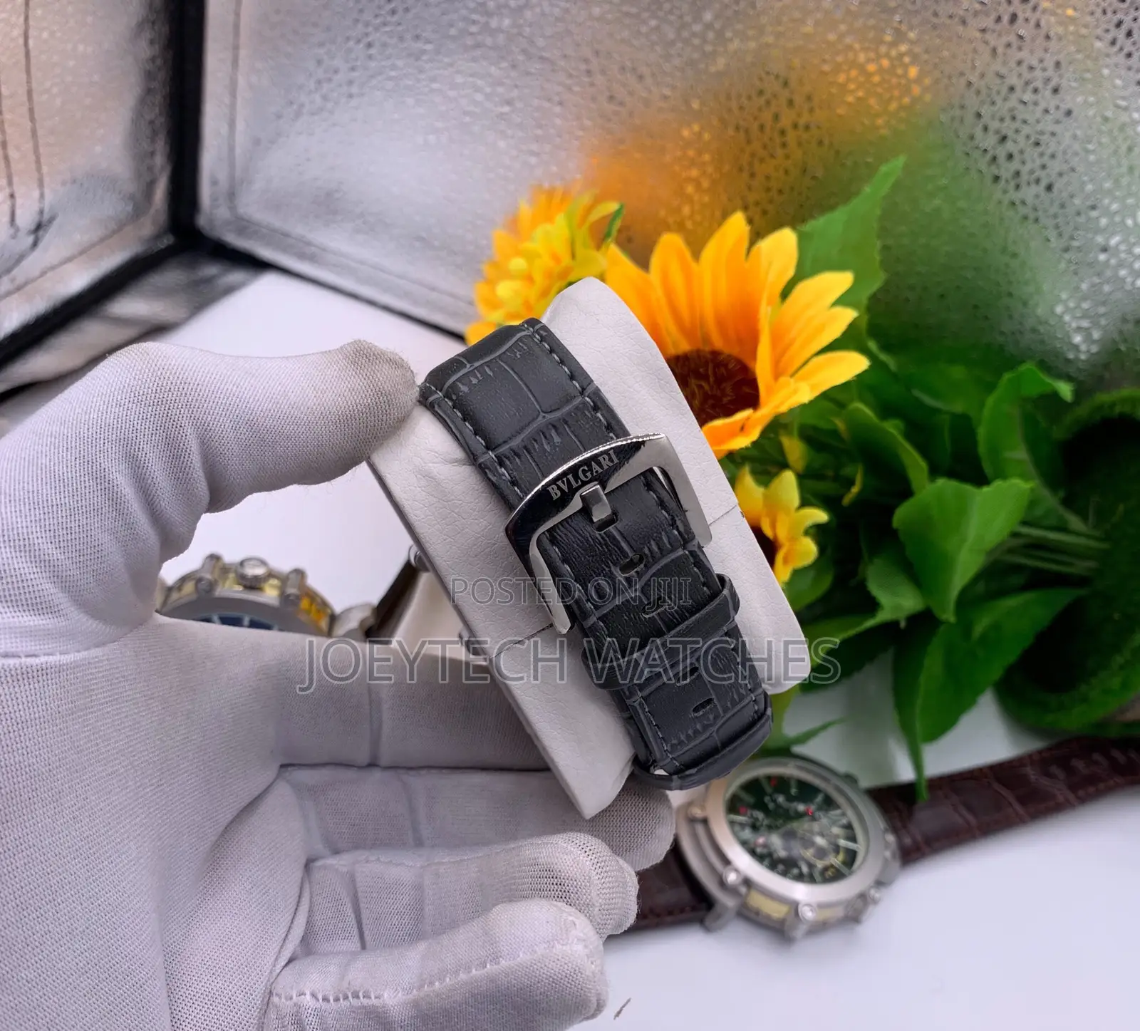 Gray Strap Bvlgari Leather Timepiece