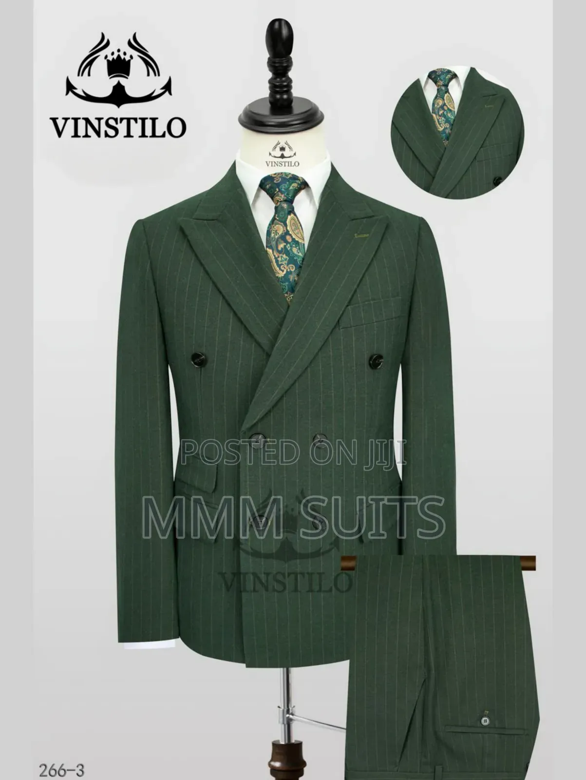 Vinstillo Classic Fashion Turkish Double-Breasted Men Suit With Strap