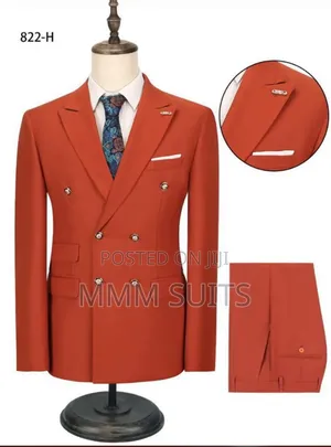 Double-Breasted 2-Piece Men Suit From Turkey in Orange