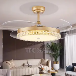 Luxury Golden Fanlight With Remote + Crystal