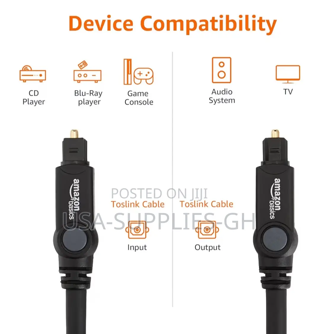 Amazon Basics Toslink Digital Optical Audio Cable 6ft From Usa