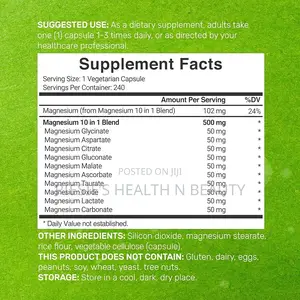 Deal Supplements Magnesium Complex 500mg,– 10-in-1, 240 Capsules