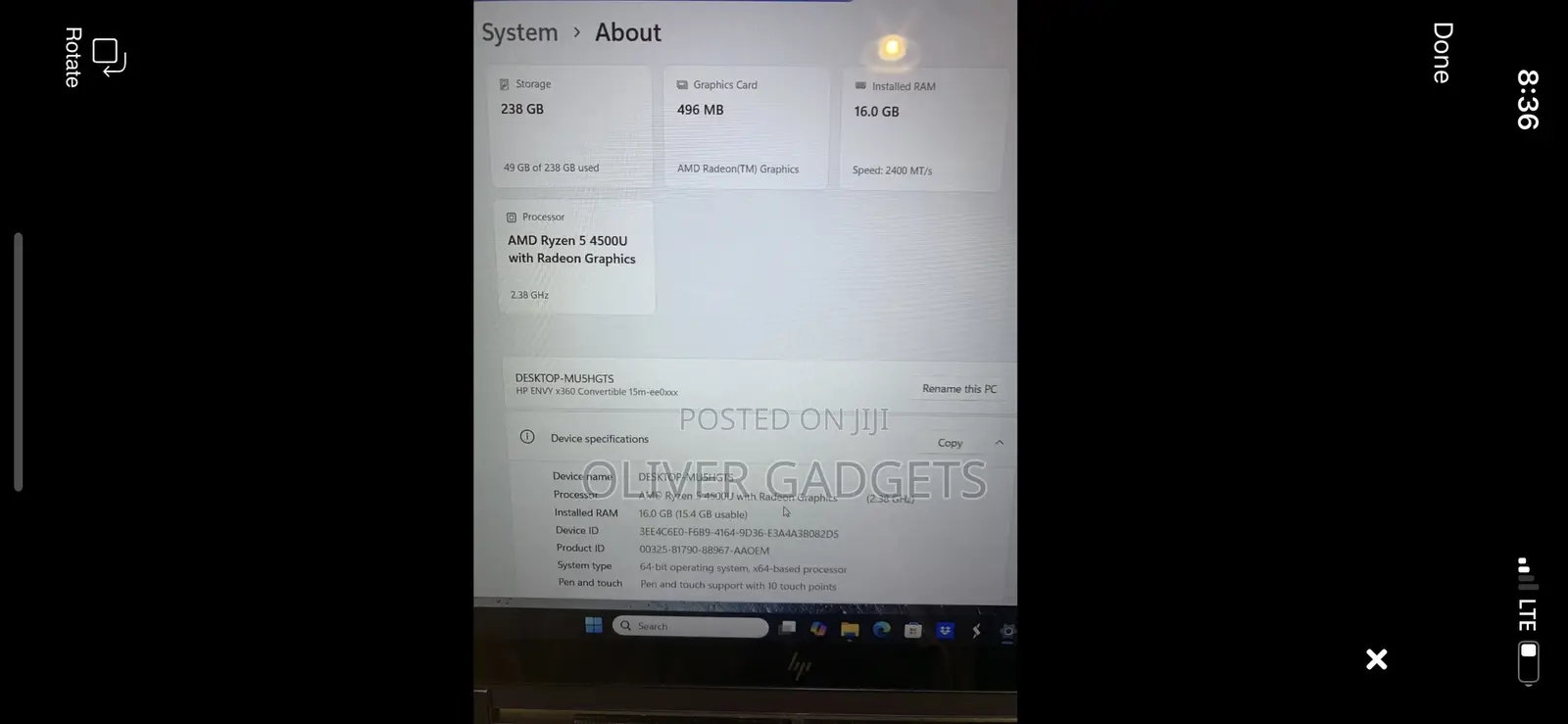 Laptop HP Envy 15 16GB AMD Ryzen 5 SSD 256GB