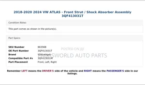 2018/2023 Vw Atlas Front Shock