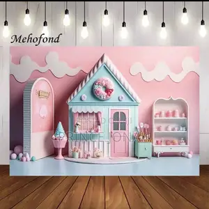 Mehofond Photography Background Summer Pink Ice Cream Shop Candy House