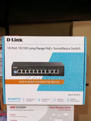 10-port 10/100 Long Range Poe+ Surveillance Switch Des-f1010p-e