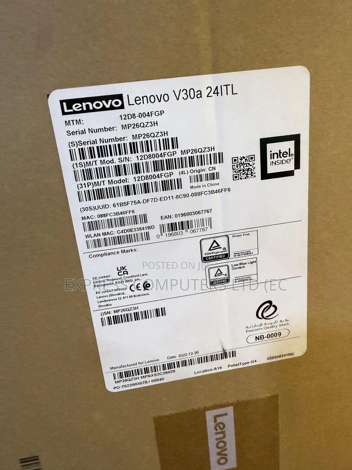 New Desktop Computer Lenovo V330 AIO 8GB Intel Core i5 SSD 256GB